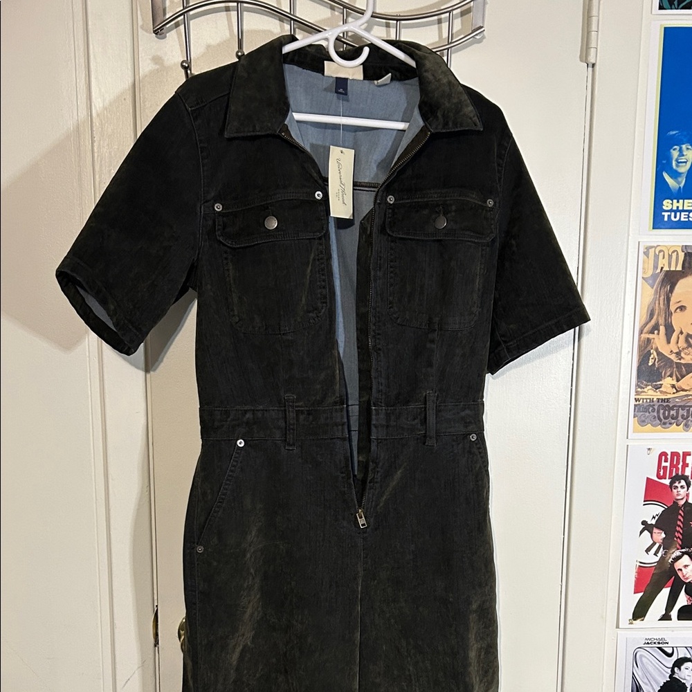 Dark green almost black  Denim Jumpsuit